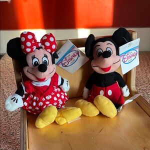 Disney Red and Yellow Mickey and Minnie Mouse Plush Toys